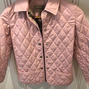 Girls Pink quilted Burberry jacket